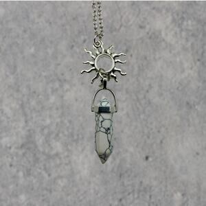 Sunburst Howlite Necklace Boho Silver